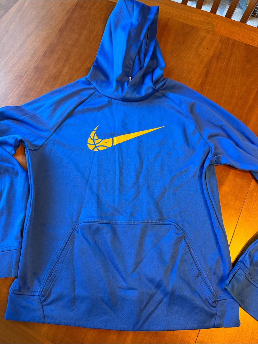 Nike Royal Blue Hoodie with Yellow Swoosh Basketball Logo youth XL
